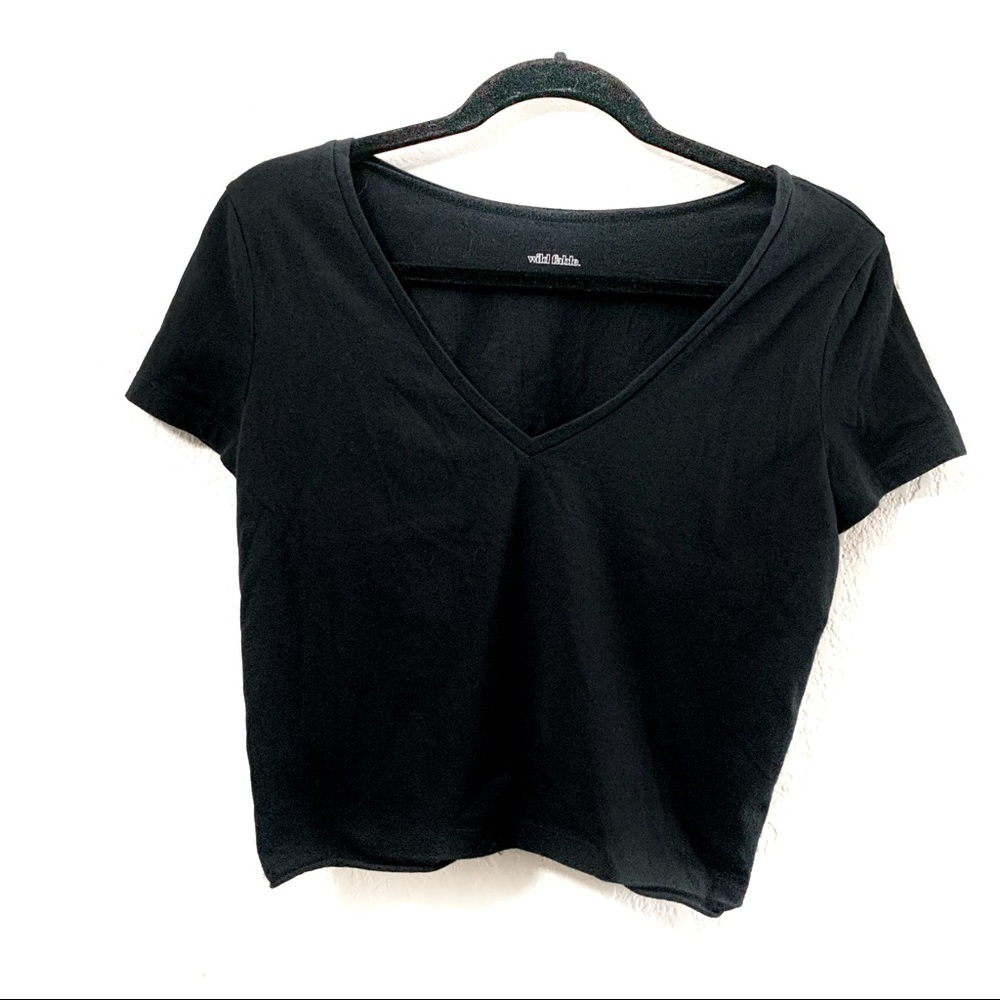 Wild Fable Black V-Neck Crop Top